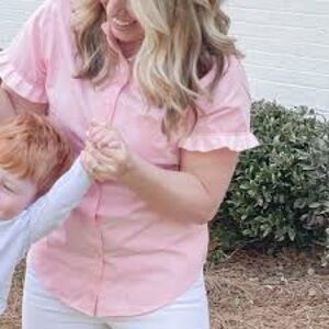 Pearly Vine Grosgrain Detail Oxford Shirt Pink Size Small